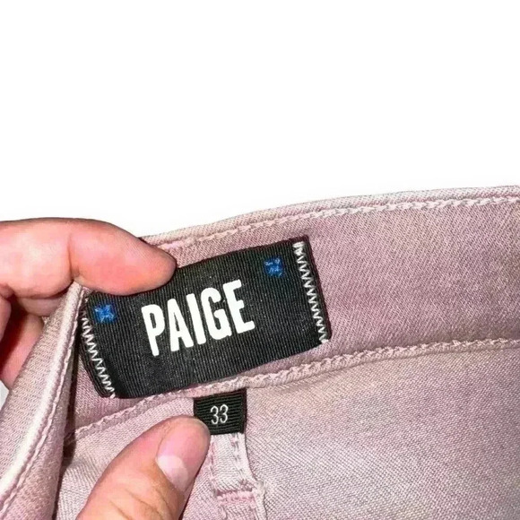 NWT PAIGE LENNOX Slim Fit Jeans Stretch  W33 Straight Pink Casual City Offcie - Picture 10 of 12